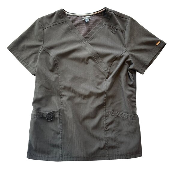 Elle Women’s Scrub Top M Black EL620 Stretch Panels & Pockets Lightweight Modern - Picture 1 of 7